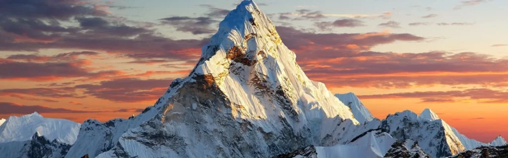 Ama Dablam peak in sunrise